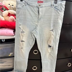 Wax Jean Light Blue Distressed Cropped Jeans